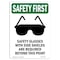 Signmission OSHA Sign, Glasses W/ W/ Symbol, 24in X 18in Aluminum, 18" W, 24" H, Portrait, OS-SF-A-1824-V-11336 OS-SF-A-1824-V-11336 - alternate 1